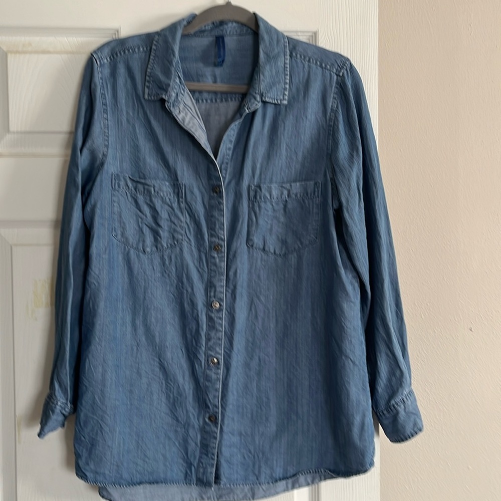 Blue jeans long sleeve shirt w/2 pockets-L